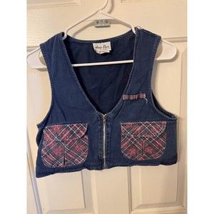 Vintage Amy Byer Girls Size Large (14) USA Style:37-532 Blue Denim Zip Up Vest